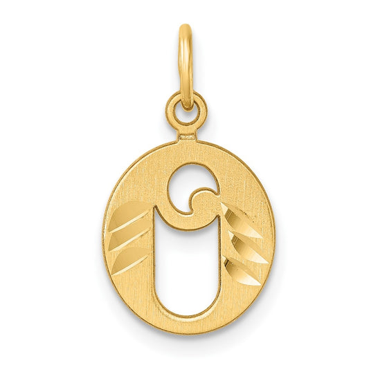 14K Yellow Gold Diamond-cut Letter O Initial Charm