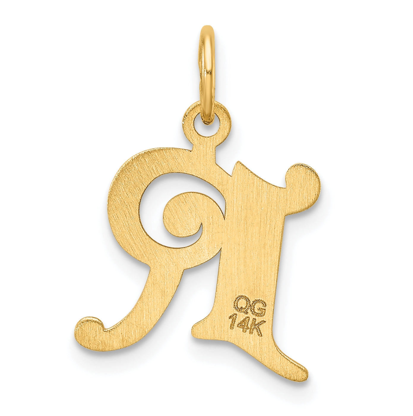 14K Yellow Gold Diamond-cut Letter R Initial Charm