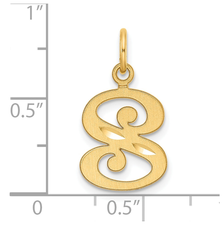 14K Yellow Gold Diamond-cut Letter S Initial Charm