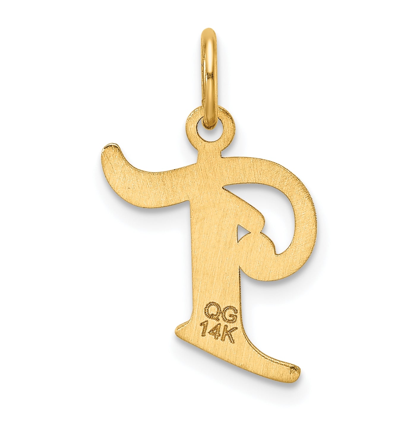 14K Yellow Gold Diamond-cut Letter T Initial Charm