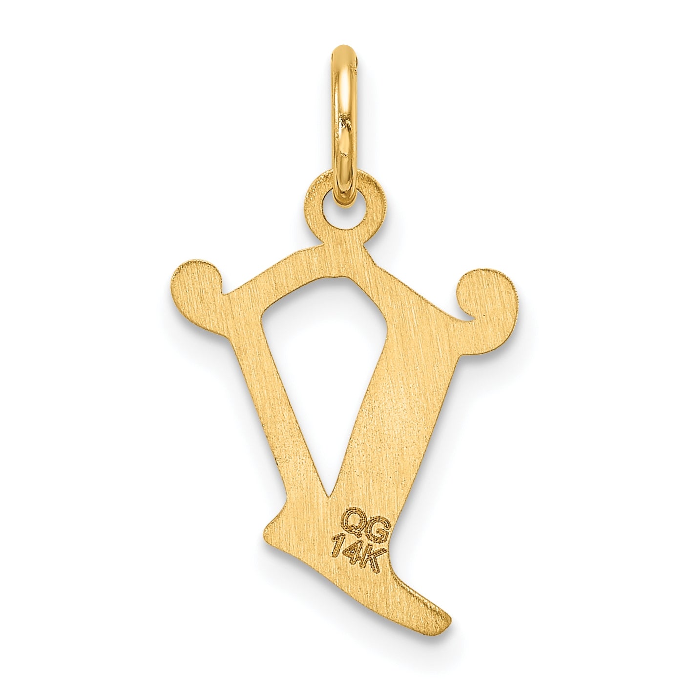 14K Yellow Gold Diamond-cut Letter V Initial Charm