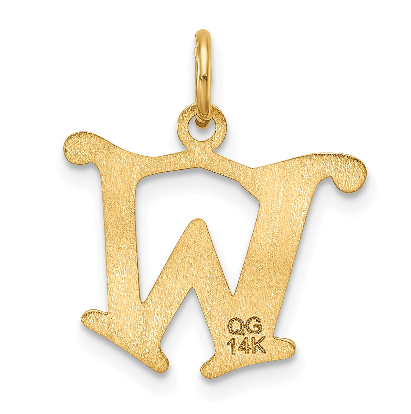14K Yellow Gold Diamond-cut Letter W Initial Charm
