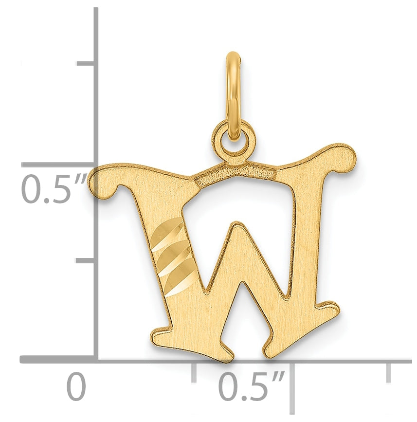 14K Yellow Gold Diamond-cut Letter W Initial Charm