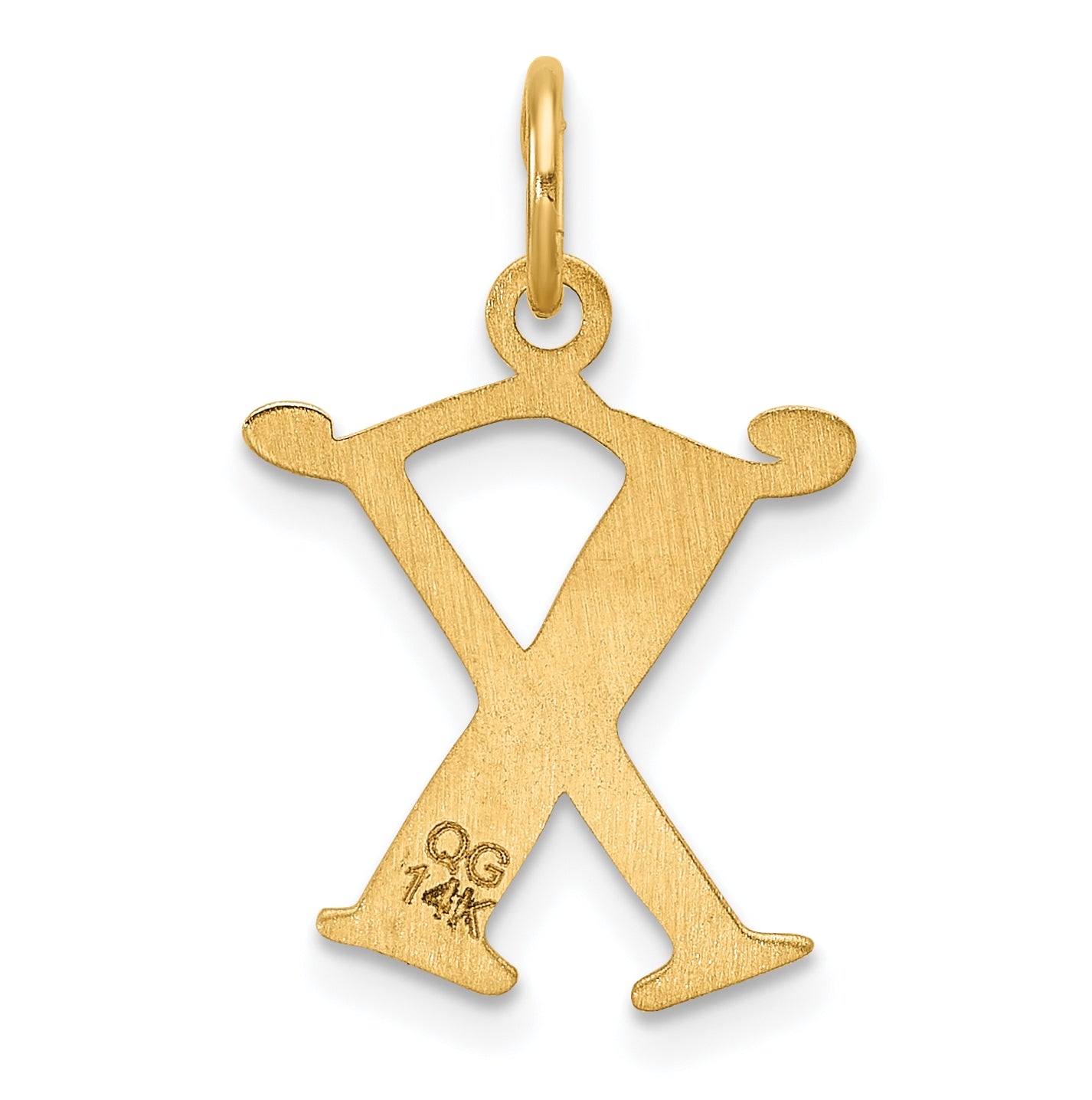 14K Yellow Gold Diamond-cut Letter X Initial Charm