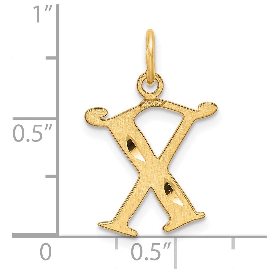 14K Yellow Gold Diamond-cut Letter X Initial Charm
