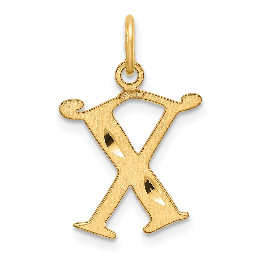 14K Yellow Gold Diamond-cut Letter X Initial Charm