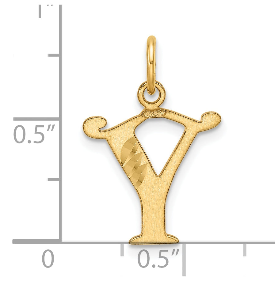 14K Yellow Gold Diamond-cut Letter Y Initial Charm
