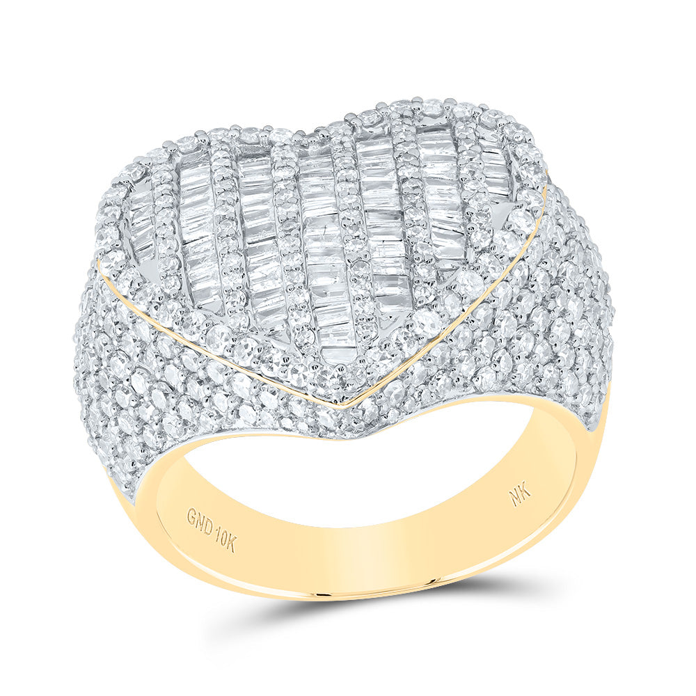 10K Yellow Gold 2 1/4Ctw Natural Diamond Fashion Heart Ring