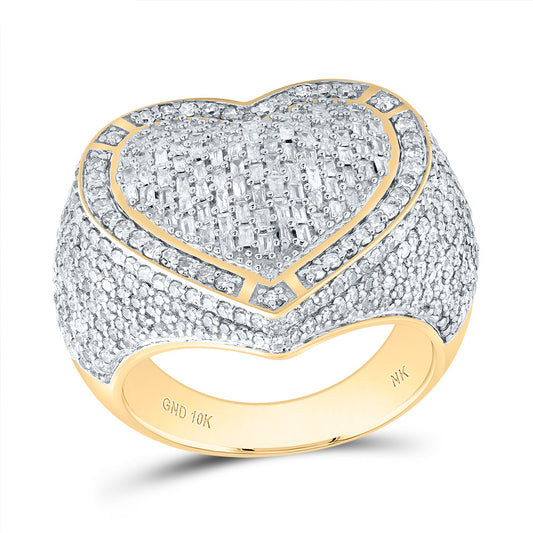 10kt Yellow Gold 2 Cttw Natural Diamond Heart Wedding Engagement Anniversary Ring, Women Size: 5-9