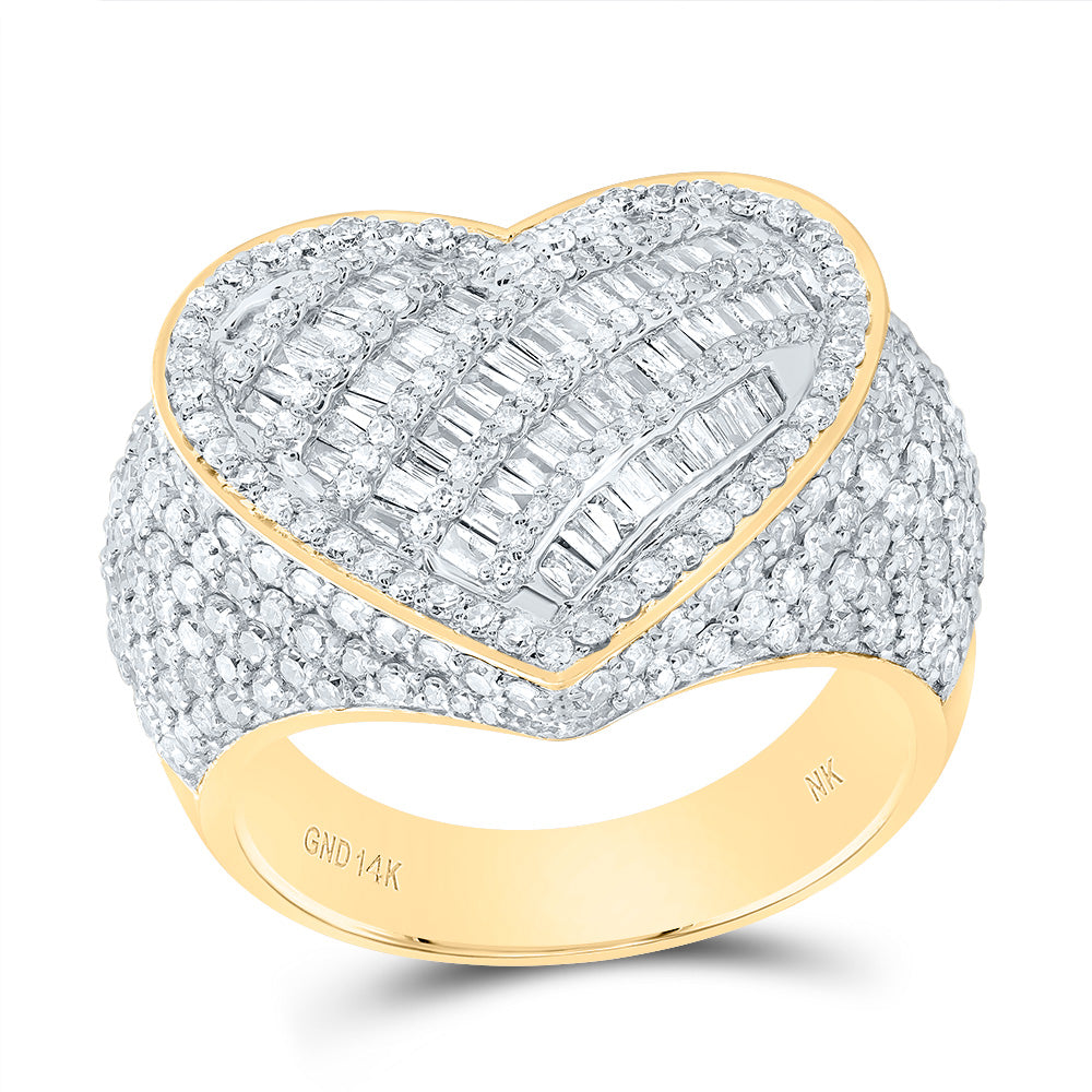 14K Yellow Gold 2Ctw Natural Diamond Fashion Heart Ring