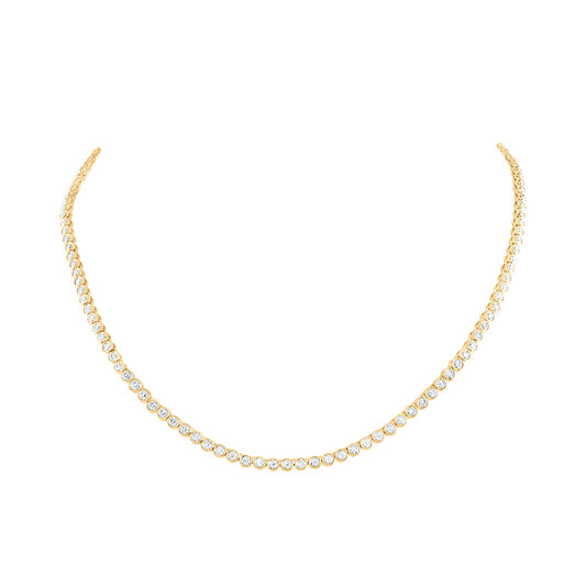 14kt Yellow Gold 4 1/2 Cttw Natural Diamond Bezal Set Fashion Necklace, Length: 16 Inch