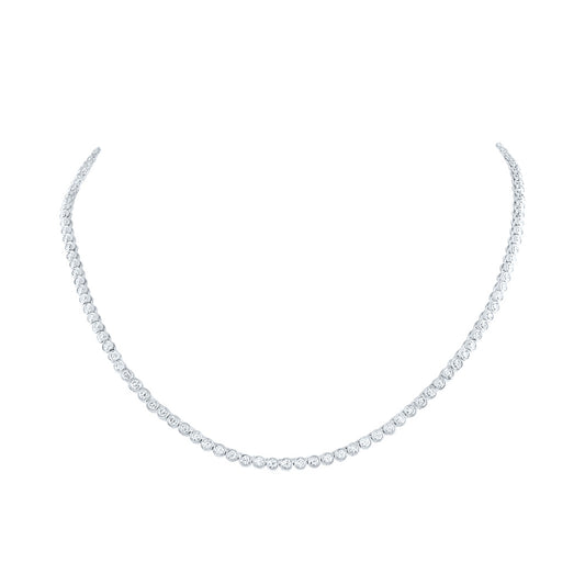 14kt White Gold 4 1/2 Cttw Natural Diamond Bezal Set Fashion Necklace, Length: 16 Inch