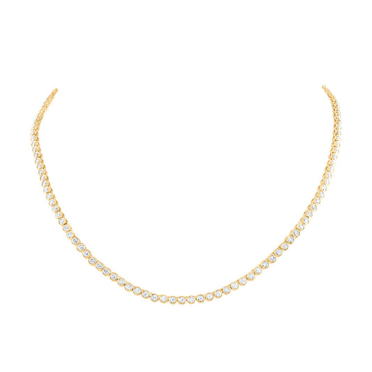14kt Yellow Gold 5 Cttw Natural Diamond Bezal Set Fashion Necklace, Length: 18 Inch