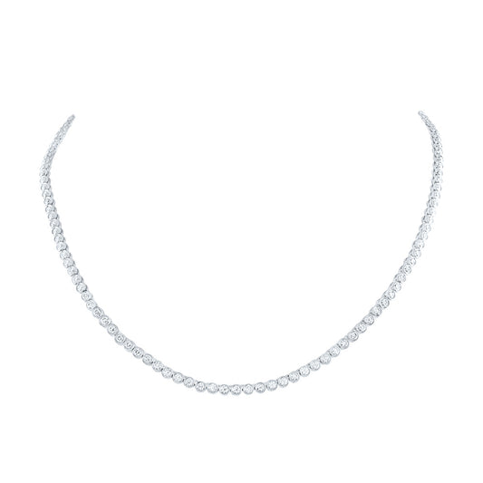 14kt White Gold 5 Cttw Natural Diamond Bezal Set Fashion Necklace, Length: 18 Inch