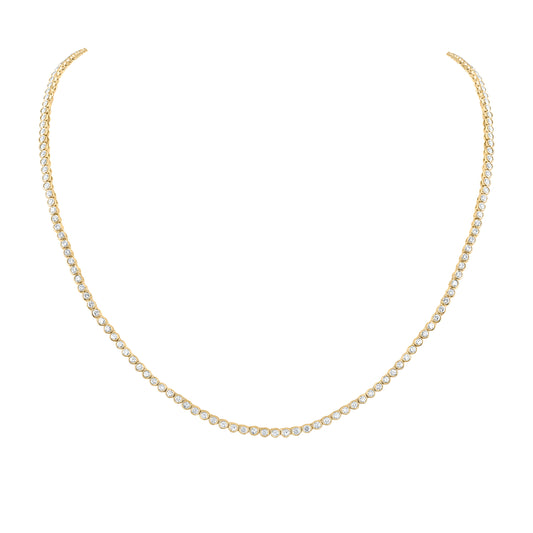 14kt Yellow Gold 5 7/8 Cttw Natural Diamond Bezal Set Fashion Necklace, Length: 20 Inch