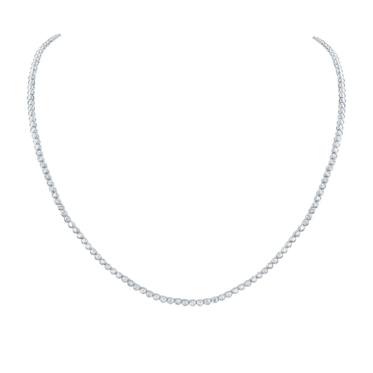 14kt White Gold 5 7/8 Cttw Natural Diamond Bezal Set Fashion Necklace, Length: 20 Inch