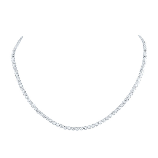 14kt White Gold 6 3/8 Cttw Natural Diamond Bezal Set Fashion Necklace, Length: 22 Inch