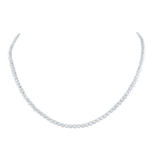 14kt White Gold 6 7/8 Cttw Natural Diamond Bezal Set Fashion Necklace, Length: 24 Inch