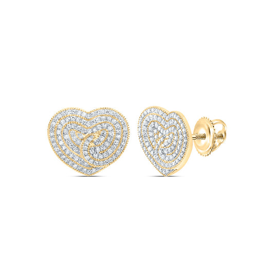 14kt Yellow Gold 1 1/4 Cttw Natural Diamond Fashion Heart Stud Earring