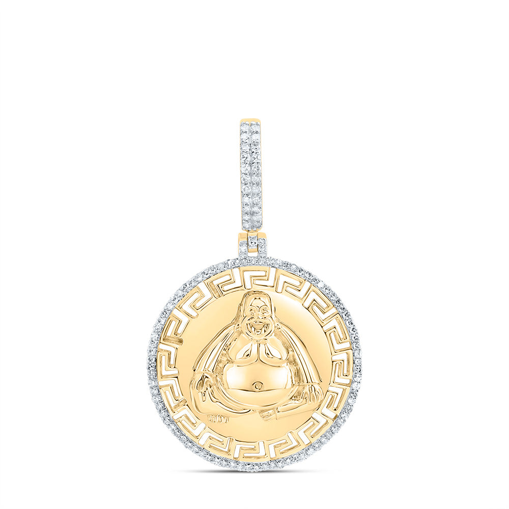 10K Yellow Gold 1/2 Ctw Natural Diamond Fashion Laughing Buddha Mens Charm