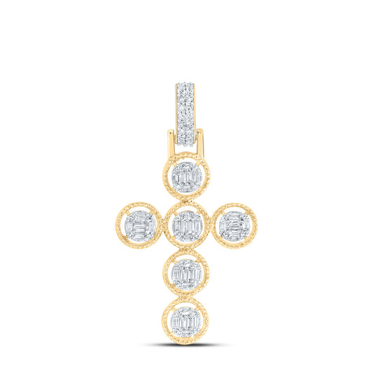 10kt Yellow Gold 1/3 Cttw Natural Diamond Fashion Cross Pendant