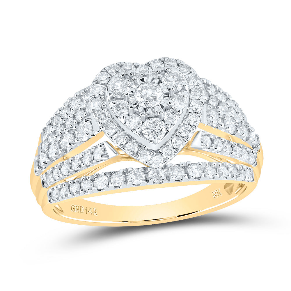 14kt Yellow Gold 1 Cttw Natural Diamond Heart Bridal Wedding Engagement Anniversary Ring, Women Size: 5-9