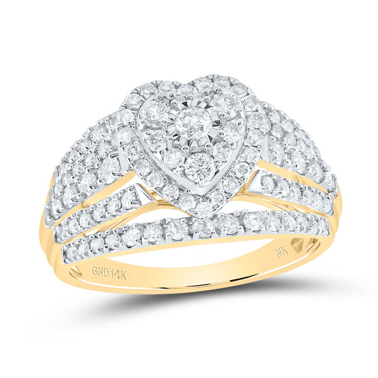 14kt Yellow Gold 1 Cttw Natural Diamond Heart Bridal Wedding Engagement Anniversary Ring, Women Size: 5-9