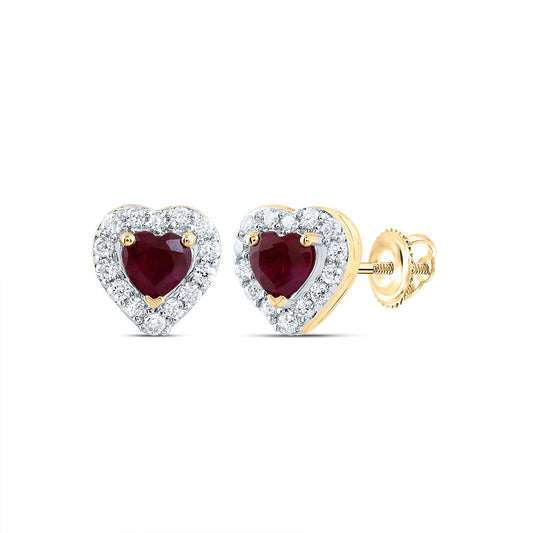 14kt Yellow Or White Or Rose Gold Natural Diamond 3mm Heart Ruby Natural Gem Stud Heart Earring