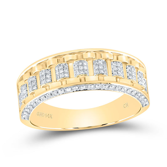 14kt Yellow Gold 3/8 Cttw- Natural Diamond Mens Band, Men Size: 8-12
