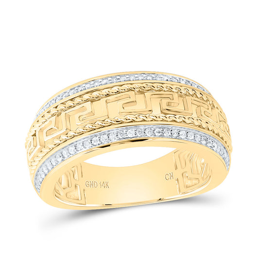 14K Yellow Gold 1/4 Ctw Natural Diamond Mens Band, Mens Size: 8-12