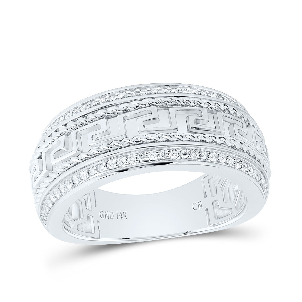 14kt White Gold 1/4 Cttw Natural Diamond Mens Band, Men Size: 8-12