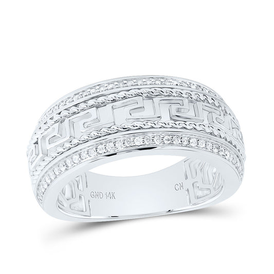 14kt White Gold 1/4 Cttw Natural Diamond Mens Band, Men Size: 8-12