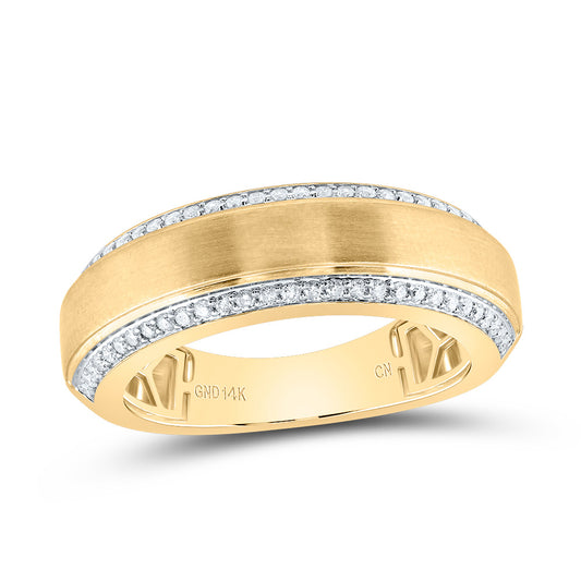 14kt Yellow Gold 3/8 Cttw Natural Diamond Mens Band, Men Size: 8-12