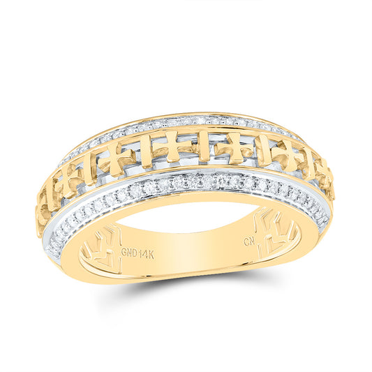 14kt Yellow Gold 1/3 Cttw Natural Diamond Mens Band, Men Size: 8-12