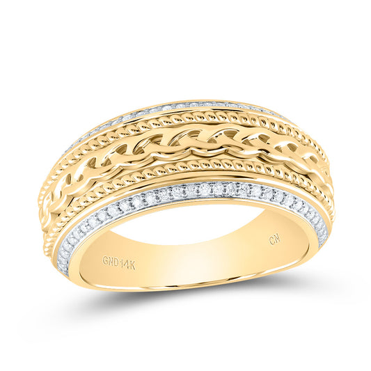 14kt Yellow Gold 1/3 Cttw Natural Diamond Mens Band, Men Size: 8-12