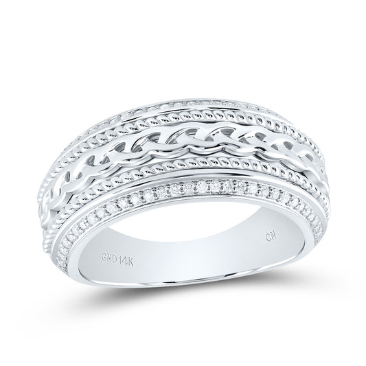 14kt White Gold 1/3 Cttw Natural Diamond Mens Band, Men Size: 8-12