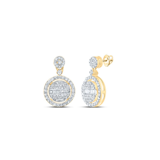 10kt Yellow Gold 1/2 Cttw Natural Diamond Round Dangling Earring
