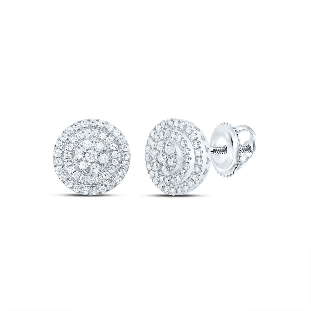 10kt White Gold 3/4 Cttw Natural Diamond Round Stud Earring