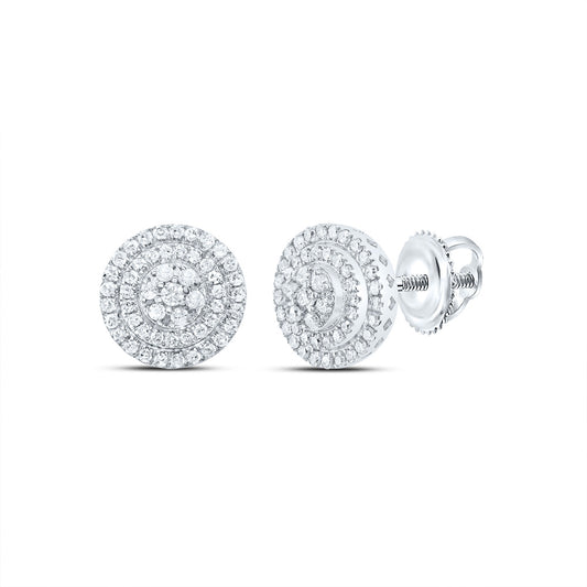 10kt White Gold 3/4 Cttw Natural Diamond Round Stud Earring