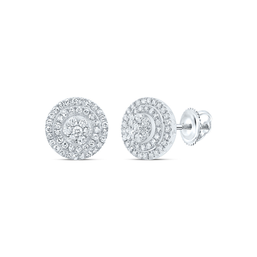 10kt White Gold 1 Cttw Natural Diamond Round Stud Earring