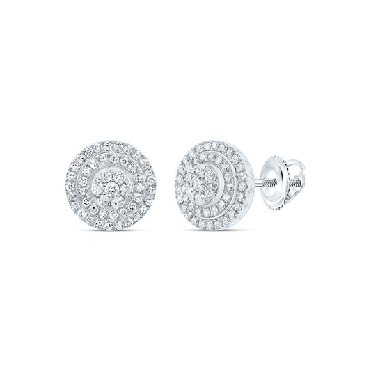 10kt White Gold 1 Cttw Natural Diamond Round Stud Earring