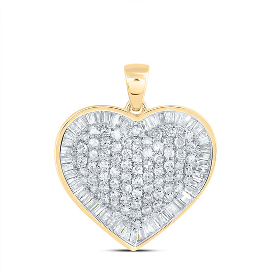10kt Yellow Gold 7/8 Cttw Natural Diamond Fashion Heart Pendant
