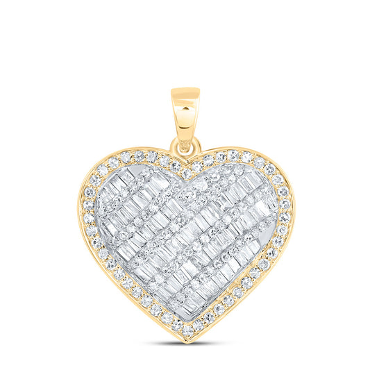 10kt Yellow Gold 5/8 Cttw Natural Diamond Fashion Heart Pendant