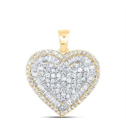 10kt Yellow Gold 1 Cttw Natural Diamond Fashion Heart Pendant