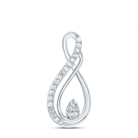 10kt White Gold 1/10 Cttw Natural Diamond Infinity Pendant
