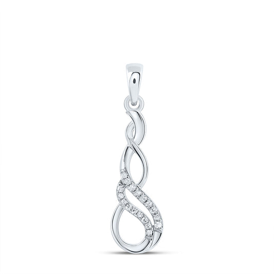 10kt White Gold 1/20 Cttw Natural Diamond Infinity Pendant