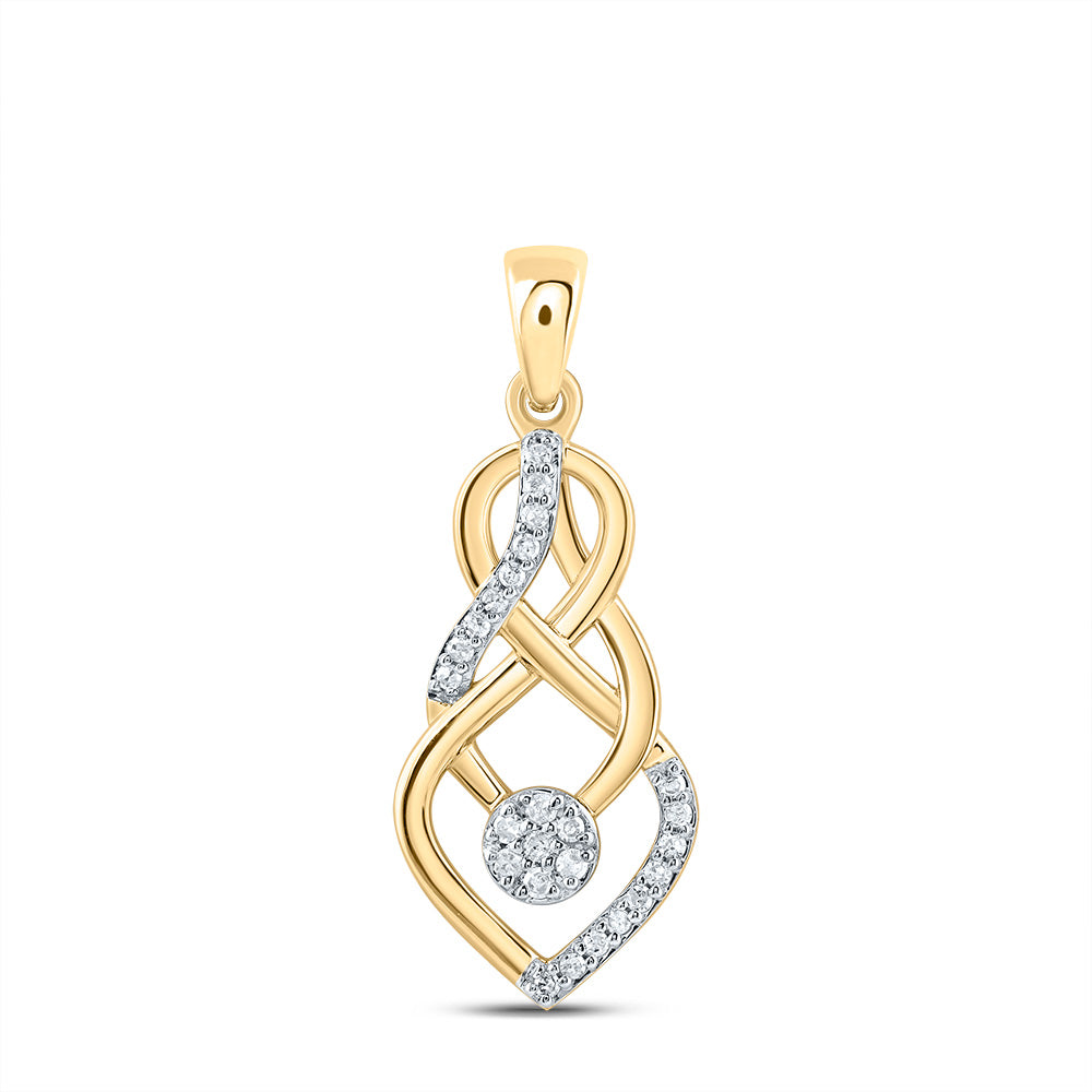 10kt Yellow Gold 1/8 Cttw Natural Diamond Infinity Pendant