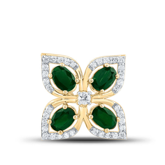 14kt Yellow Gold Natural Diamond Oval Natural Gem Pendant