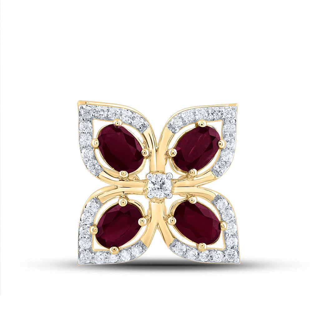 14kt Yellow Gold Natural Diamond Oval Natural Gem Pendant