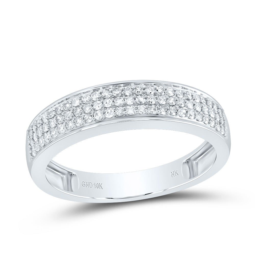 10kt White Gold His & Hers 1 Cttw Natural Diamond Pear Bridal Wedding Ring Band Set, Women Size: 5-9, Men Size: 8-12